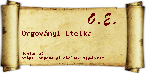 Orgoványi Etelka névjegykártya